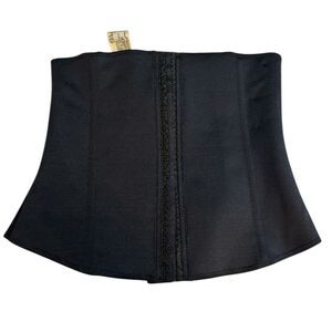 Black Latex Waist Trainer Corset Body Shaper Hook & Eye Talla 36 Size 7 US XS S